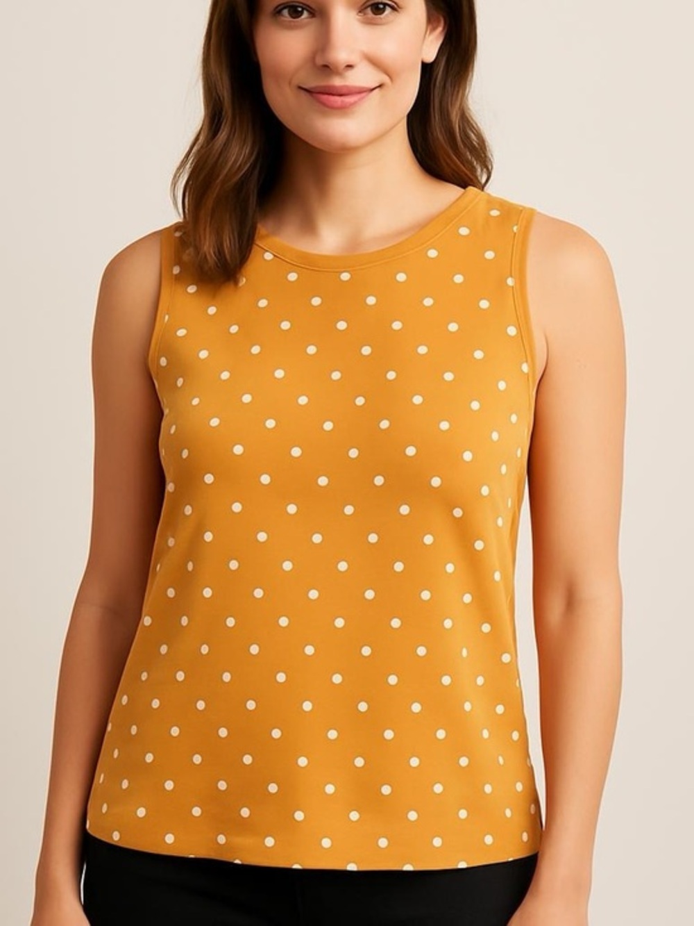 Anne Klein Orange Polka Dot Tank Top‎ Size L